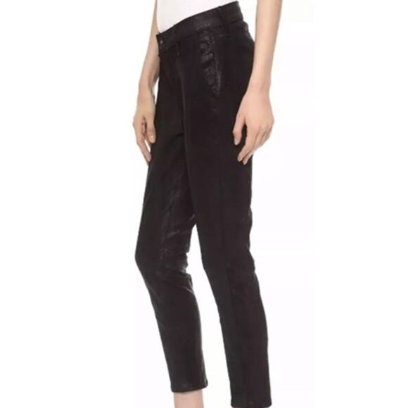 Rag & Bone Dash Suede Lamb Leather Crop Pants Black Size 26 - Picture 2 of 7